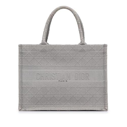 Dior Pre-Loved Medium Cannage Embroidered Book Tote Bag