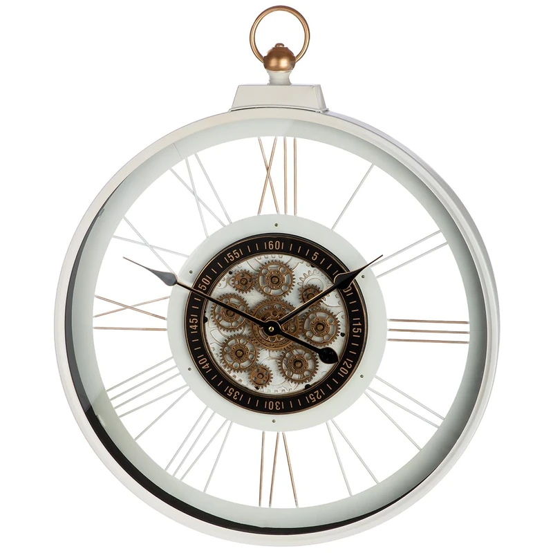GILDE Decorative Clock, Glass Metal, White, Höhe 73cm - Image 1