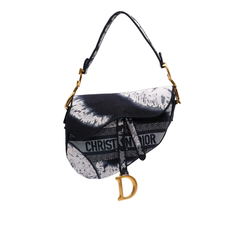 Dior Pre-Loved Canvas Embroidered Tie Dye Saddle Handbag Shoulder Bag