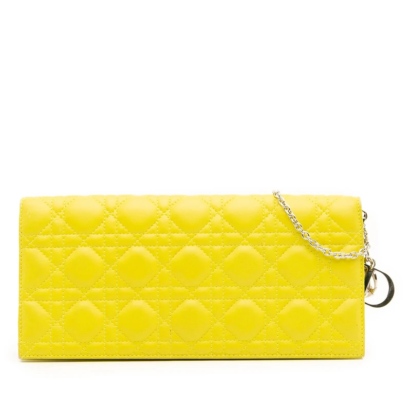 Dior Pre-Loved Lambskin Cannage Lady Wallet On Chain Handbag