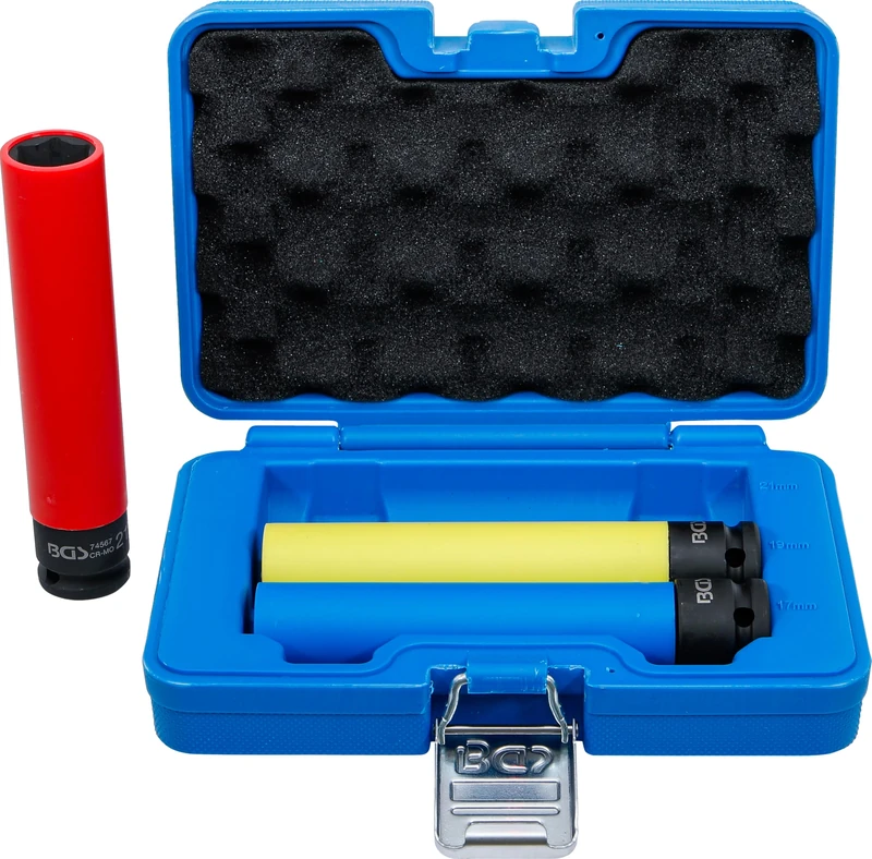 BGS 74567 | Protective Impact Socket Set | extra deep | 12.5 mm (1/2") Drive | 17 / 19 / 21 mm | 3 pcs.