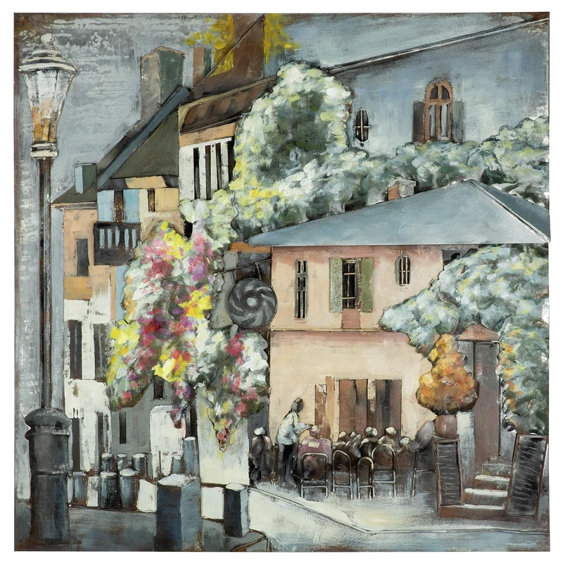 Casablanca Picture Café Tuscany - Square - Metal - Textured - Multicoloured - Height 100 cm x Width 100 cm - Wall Decoration