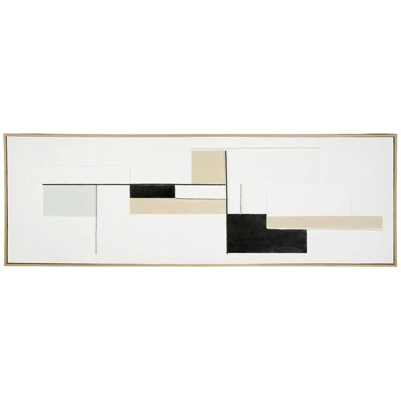 GILDE Picture Tunis - Canvas - Rectangular - Height 52 cm x Width 152 cm - Sandy Textured - White - Wall Decoration - Image 1