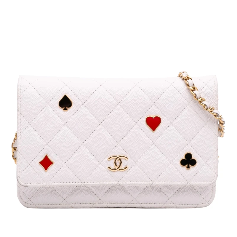 Chanel Pre-Loved CC Quilted Caviar Coco Casino Wallet On Chain Handbag Crossbody Bag