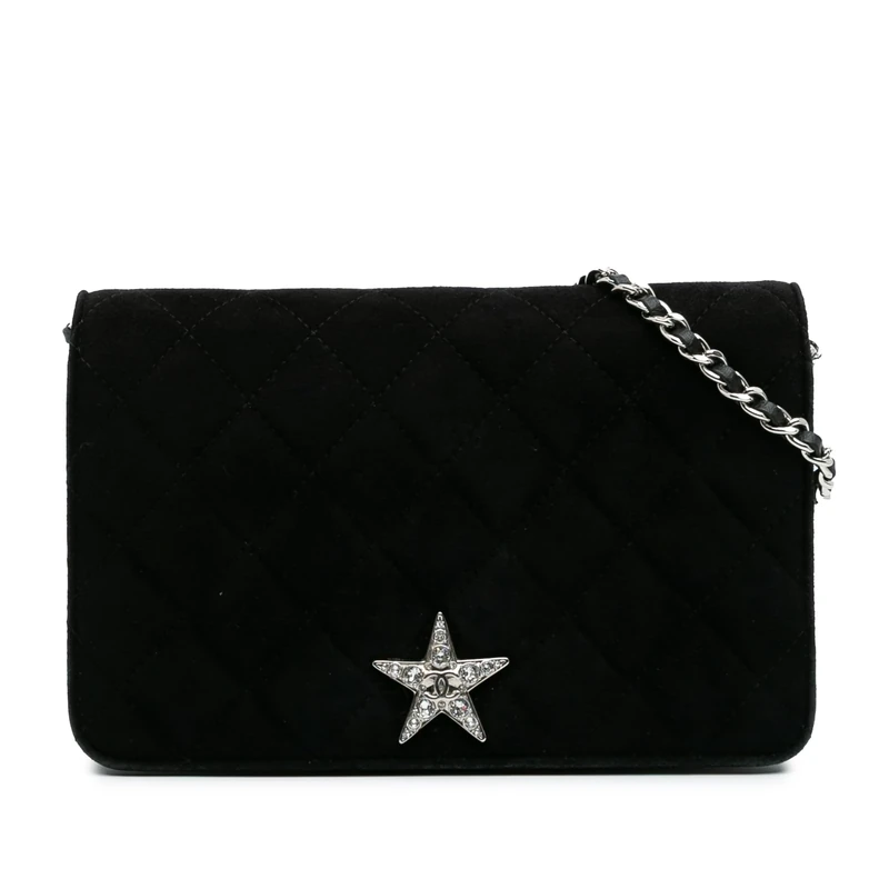 Chanel Pre-Loved Quilted Suede Cocostellar Wallet On Chain Handbag Crossbody Bag