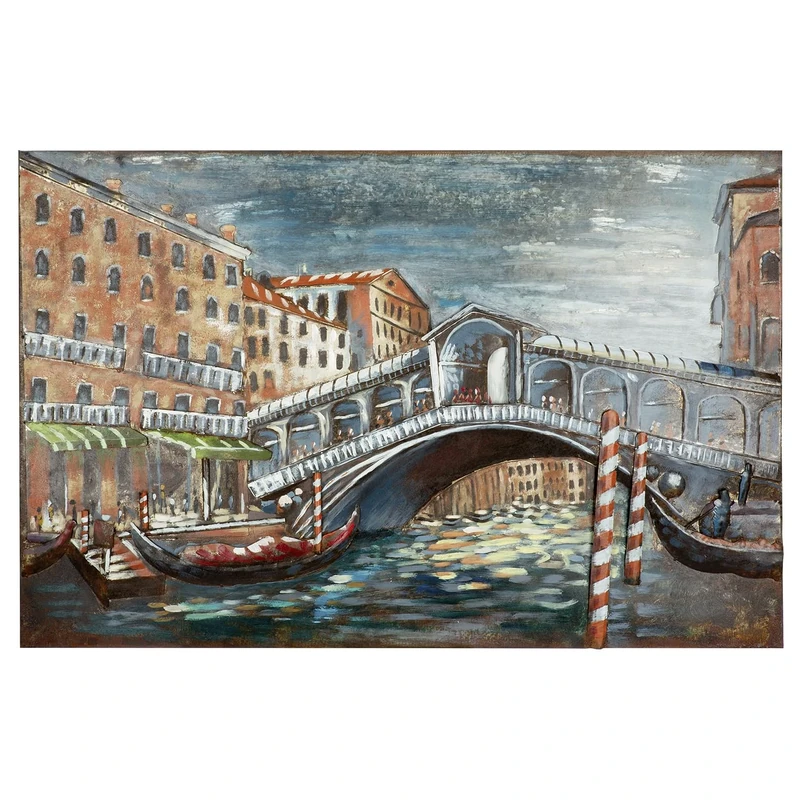 Casablanca Ponte di Rialto Metal Picture, Rectangular, Textured, Multi-Colour, Height 80 cm x Width 120 cm, Wall Decoration