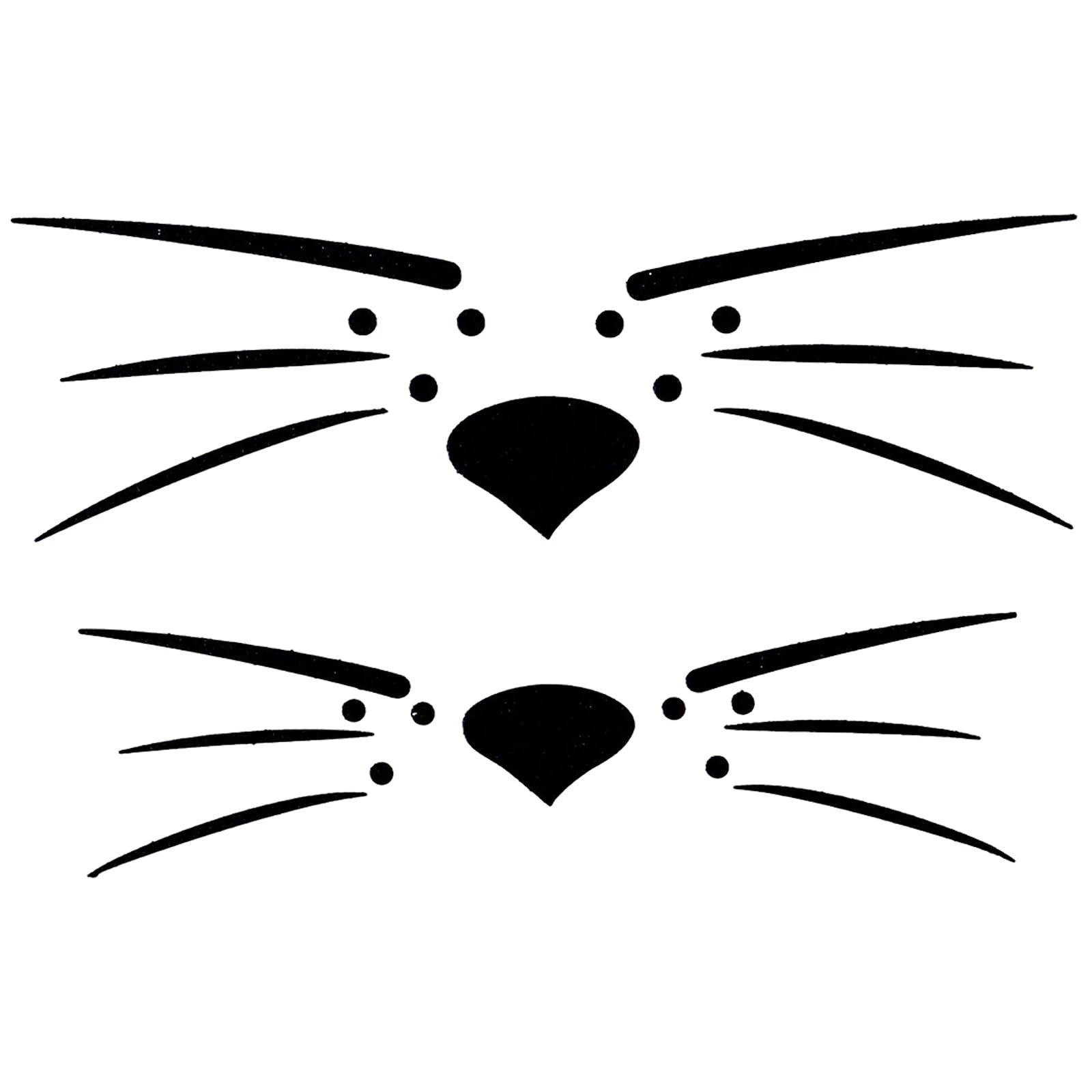 Cat Face Whiskers Stickers, Black Animal Features, Face Art Decals, 2 Sets (Black)