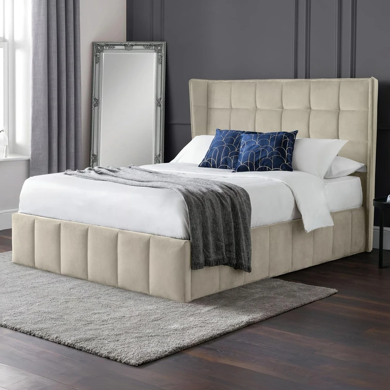 Julian Bowen Gatsby Cream Velvet 135cm Double Ottoman Storage Bed