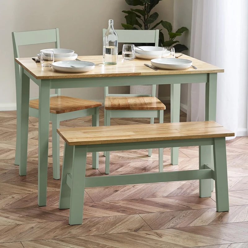Julian Bowen Linwood Sage Green and Natural 114cm Small Rectangular Dining Table