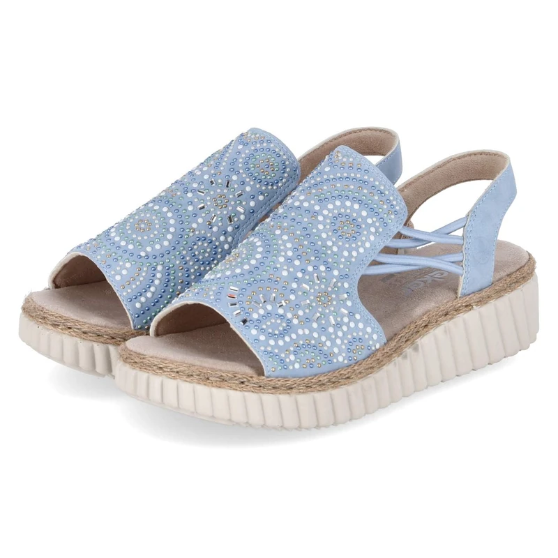 Rieker Women's 69246 Wedge Sandals, Blue, 39 EU