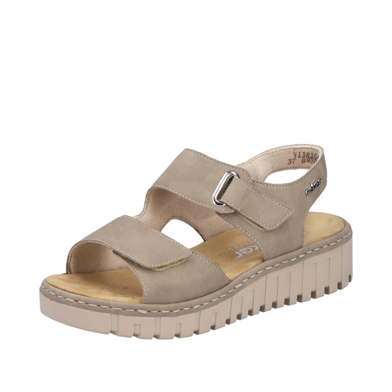 Rieker Women's V1382 Wedge Sandals, Beige, 37 EU