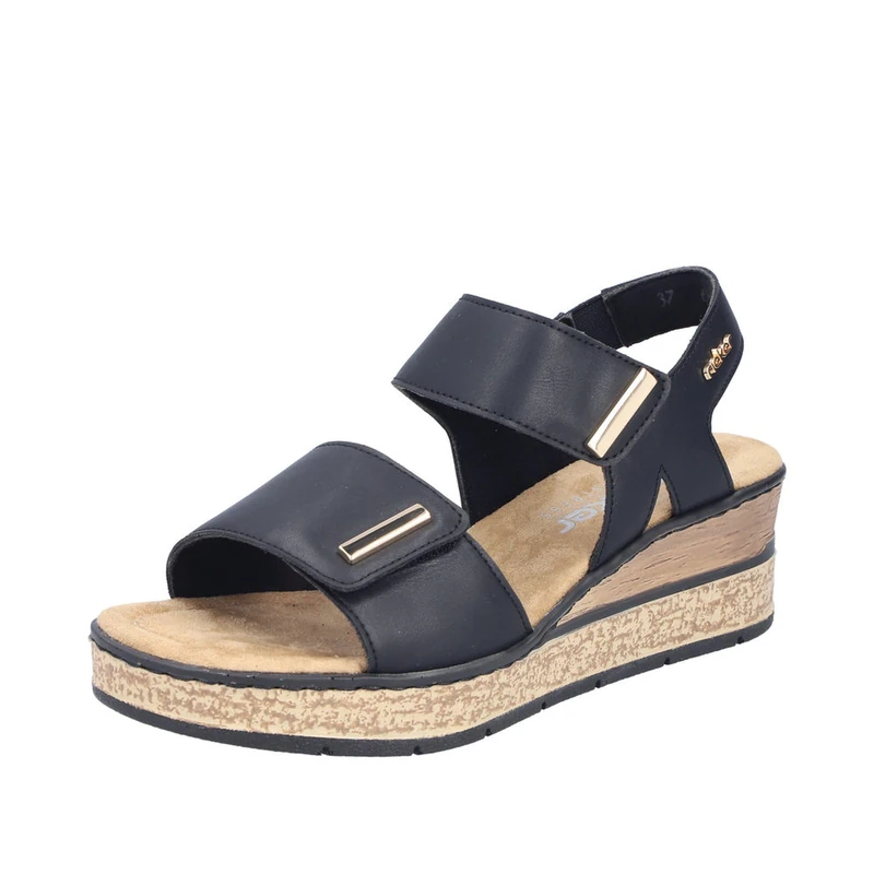 Rieker Women's 63781 Wedge Sandals, Black, 41 EU