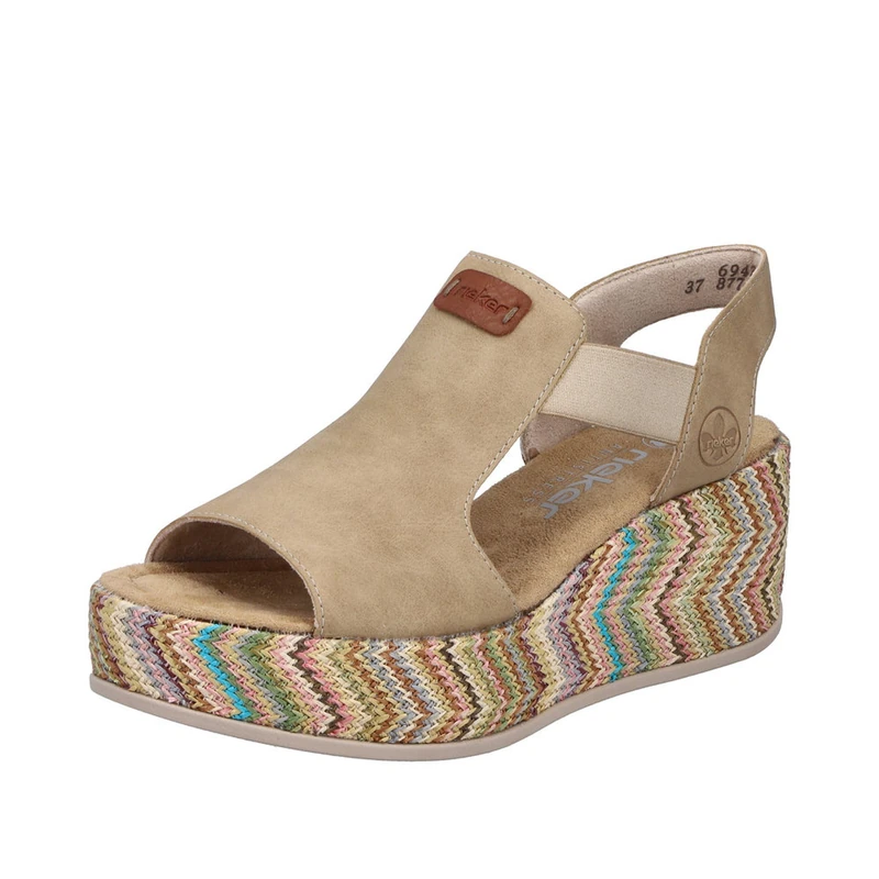 Rieker Women's 69472 Wedge Sandals, Beige, 39 EU