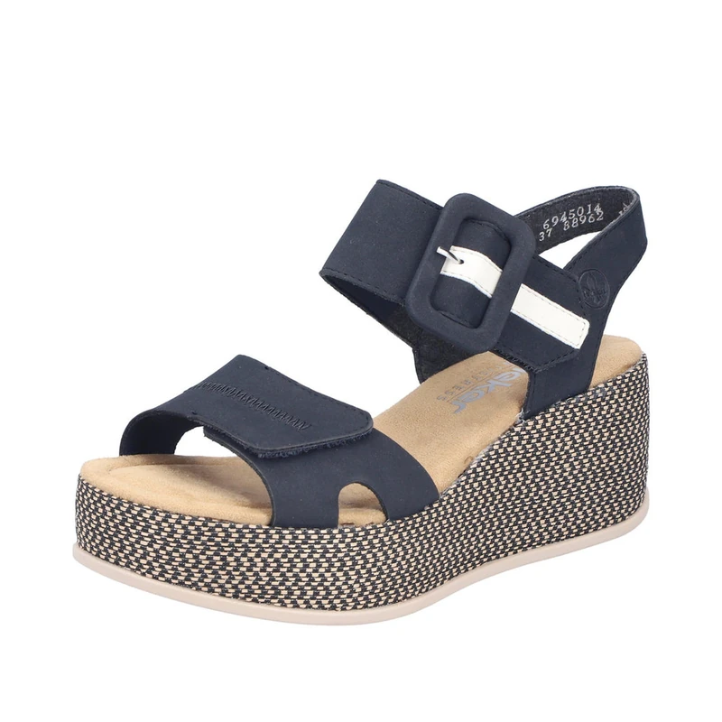 Rieker 69450, Women's Wedge Sandals, Blue, 4 UK