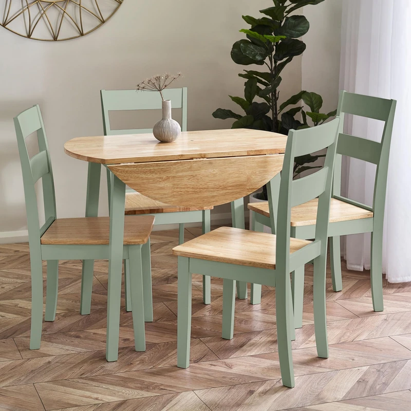 Julian Bowen Linwood Set of 2 Sage Green and Natural Dining Chairs