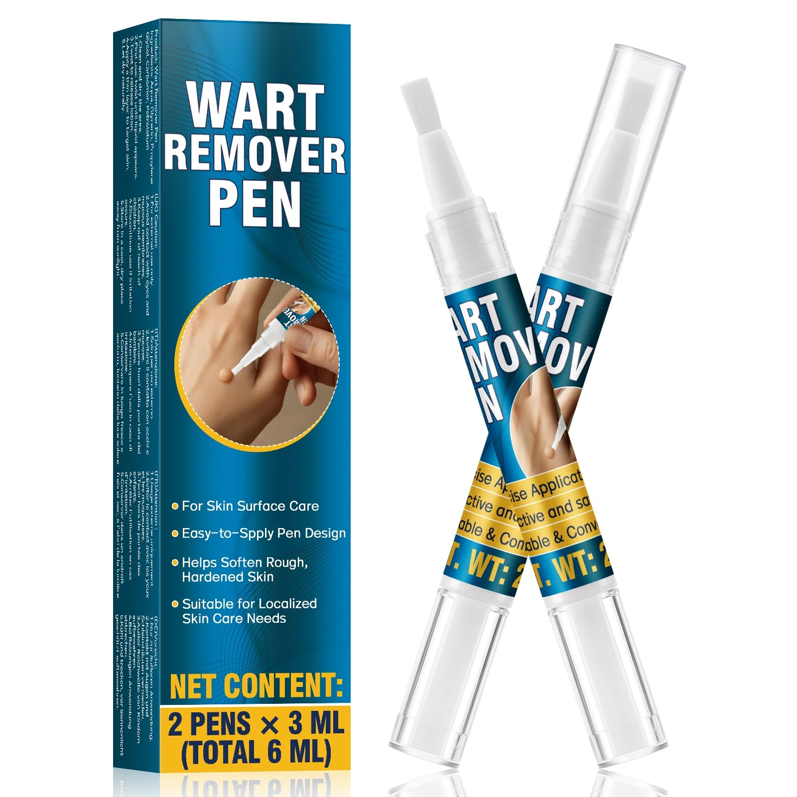 Bellifluous Skin Tag Remover Pen, Verruca Treatment, 2 Pack 3ml Fast and Effective Wart Remover for Wart, Corn, Mole, Calluses, Corn Remover for Feet Hands, Gentle Skin Tag Removal for All Skin Types