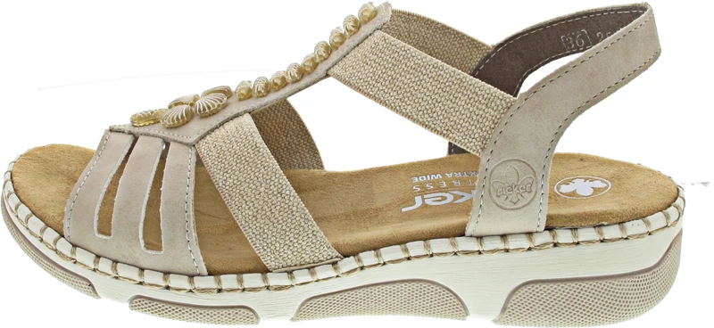 Rieker Women's 66201 Strappy Sandals, Beige, 39 EU