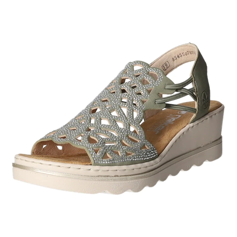 Rieker Women's 67465 Wedge Sandals, Green, 40 EU