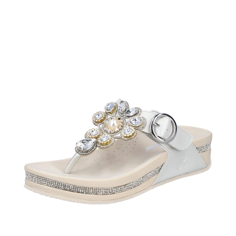 Rieker Ladies V1461 Toe Separator Slider Silver/Platinum, 39 EU