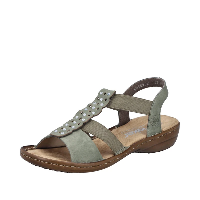 Rieker Women's 60883 Strappy Sandals, Green, 41 EU