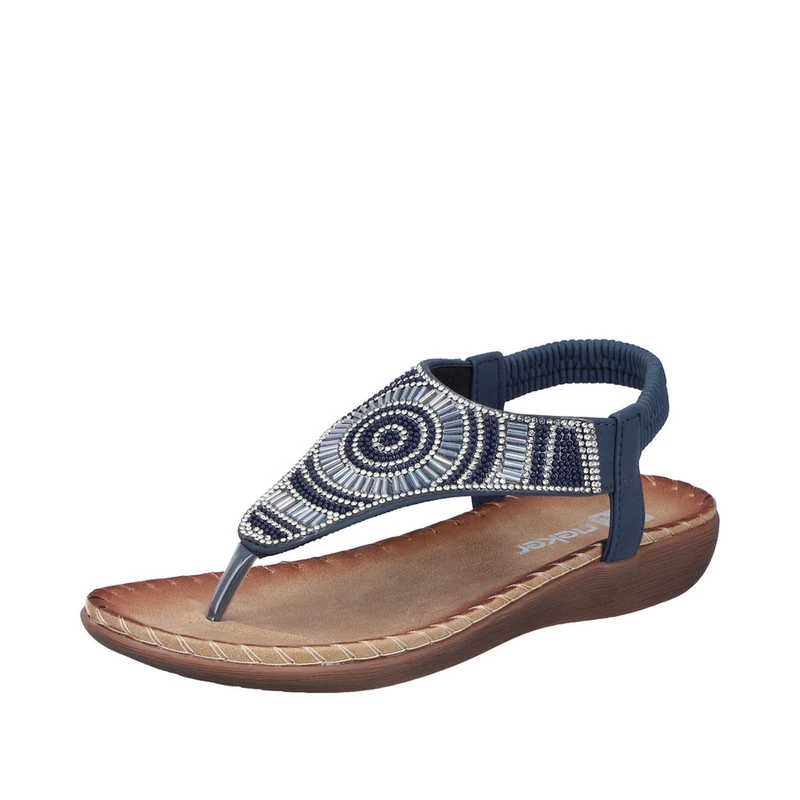 Rieker Women's V7561 Toe Separator Sandals, Blue, 42 EU