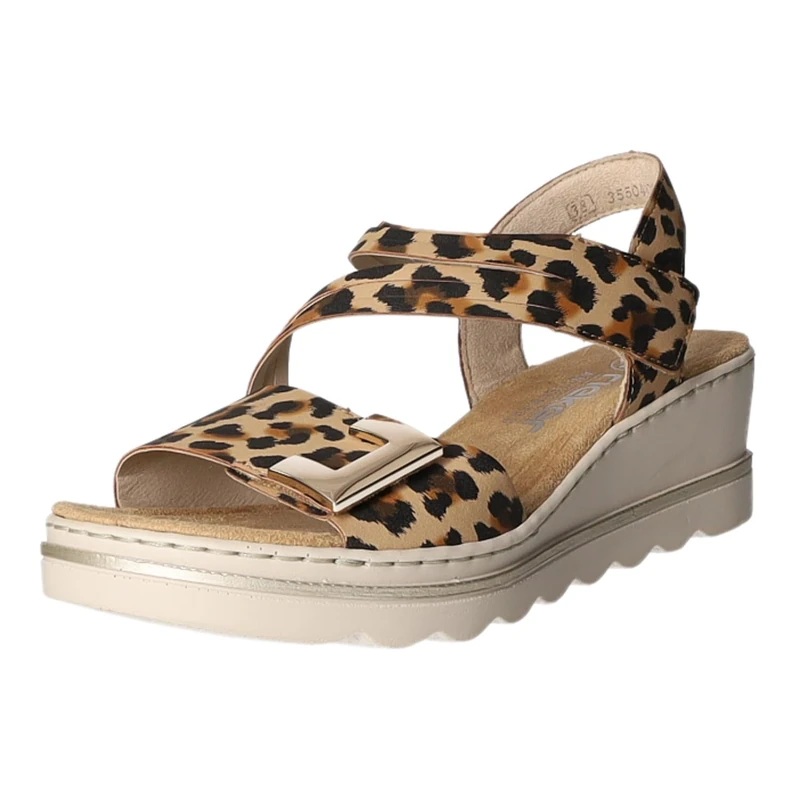Rieker 67410, Wedge Sandals Women, Leopard, 37 EU