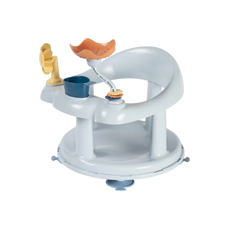 Bebeconfort Playful Swivel Baby Bath Seat, 6-12 Months, Max. 10 kg, Sit up Bath Chair for Baby, 360° Swivel Seat, Activity Tray, Non-Slip, Ergonomical, Suction Cups, Blue