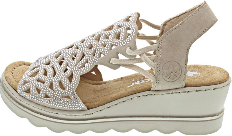 Rieker Women's 67465 Wedge Sandals, Beige, 40 EU