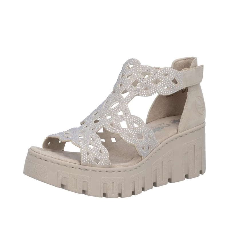 Rieker Women's 68052 Wedge Sandals, Beige, 42 EU