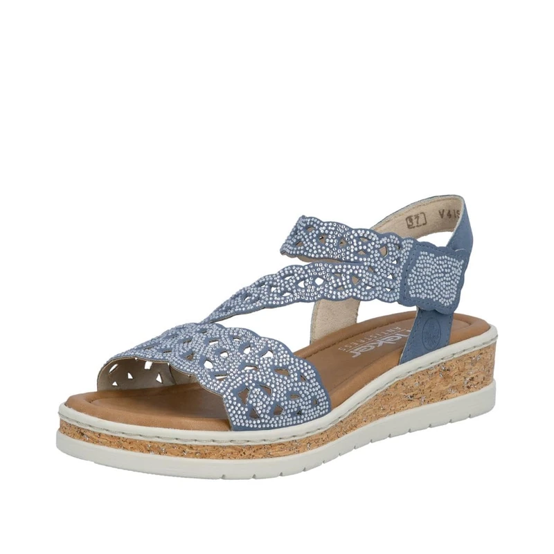 Rieker Women's V4150 Strappy Sandals, Blue, 39 EU