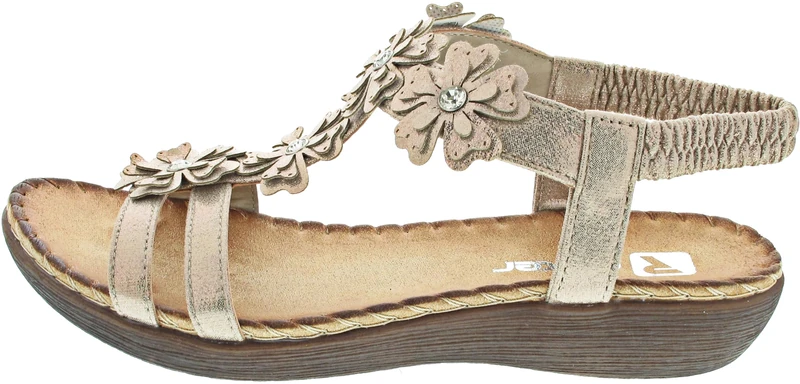 Rieker Women's V7573 Wedge Sandals, Gold, 37 EU