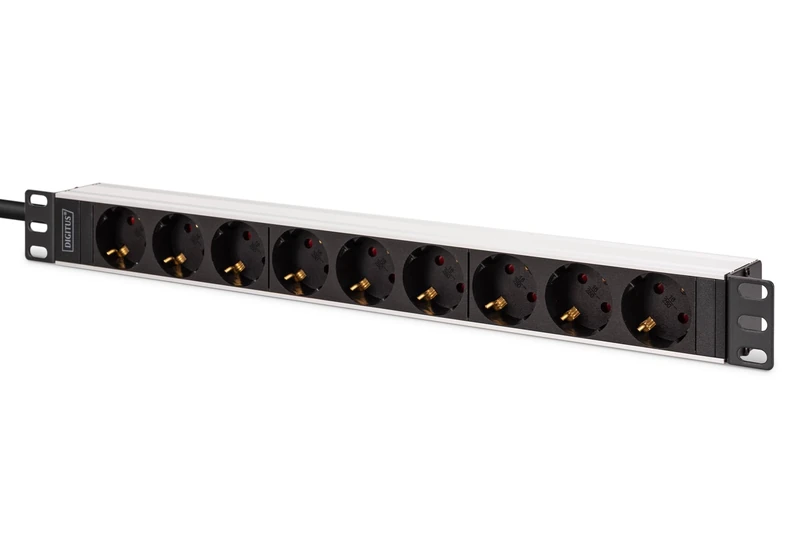 DIGITUS DN-95440 – 19" power strip – 9 connections CEE 7/3 type F – C20 plug – 1HE – 250VAC 50/60Hz 16A 3600W – For 19 inch network and server cabinets