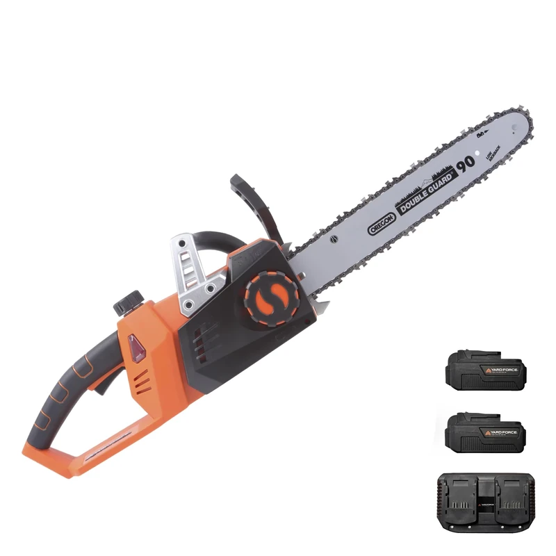 Yard Force 40V Cordless Chainsaw, 35cm Bar, 2x20V 4.0Ah Batteries, 8.5m/s Chain Speed