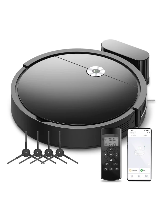 Vexilar Robot Vacuum Cleaner with 2800Pa Suction, 140 Mins Run Time, App/Remote/Voice Control, 300ML Dust Bin, Automatic Self-Charging, Ideal for Floors, Pet Hair, Carpet