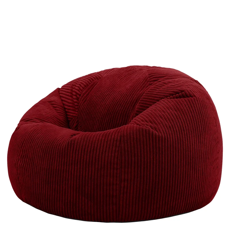 icon Kingston Cord Bean Bag, Burgundy, Large Adult Bean Bag Chair with Filling Included, Comfy Chair, Pouffe Footstool, Living Room Furniture, Bedroom Furniture