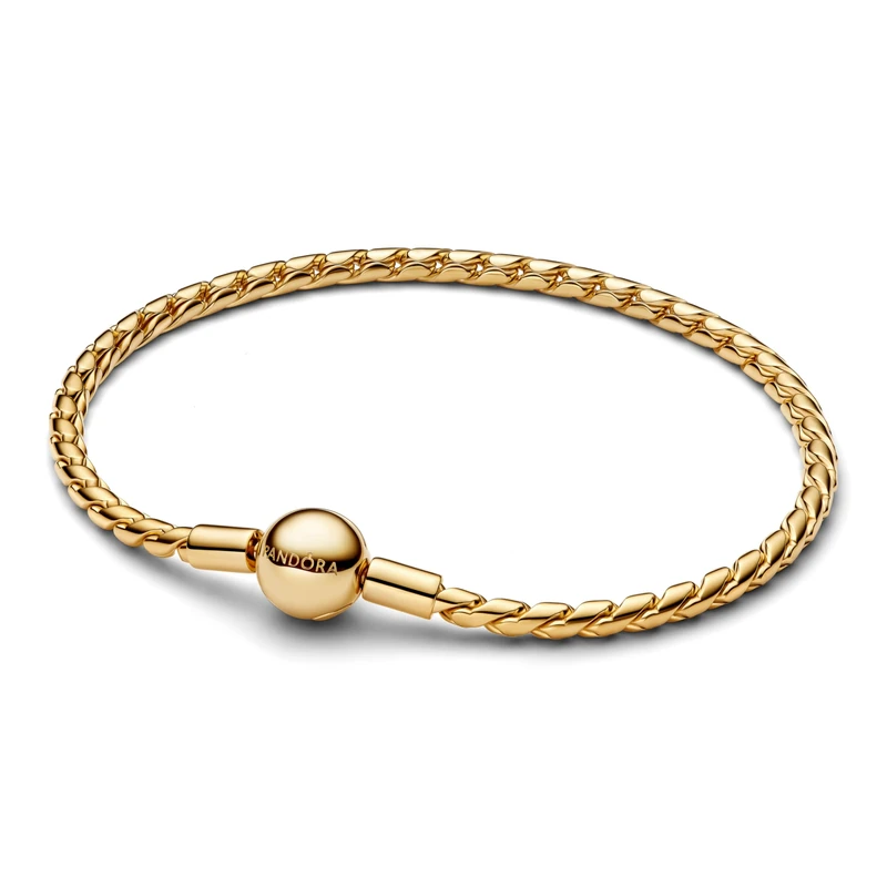 PANDORA Moments 564028C00-19 Sterling Silver Round Wing Chain Bracelet with 14K Gold Plated Alloy, Size: 19cm