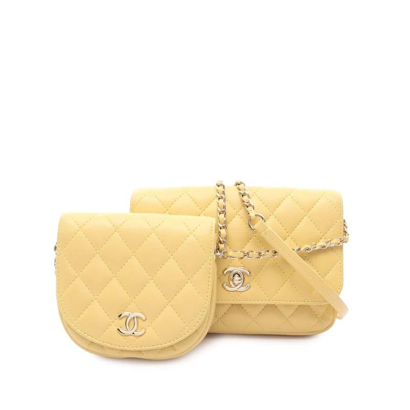 Chanel Pre-Loved Quilted Lambskin Side Packs Flap Crossbody Bag