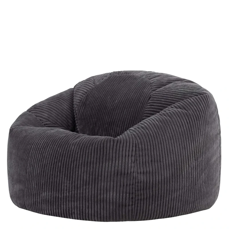 icon Kingston Cord Large Bean Bag, Charcoal Grey, XXL Adult Bean Bag Chair with Filling Included, Comfy Chair, Living Room Furniture, Bedroom Furniture