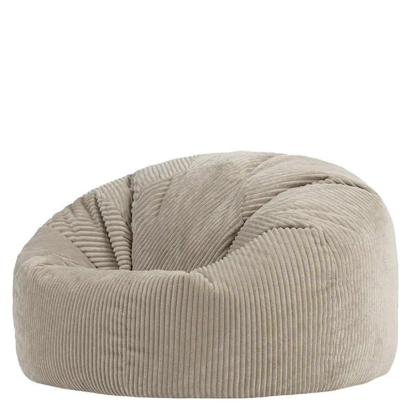 icon Kingston Cord Large Bean Bag, Beige, XXL Adult Bean Bag Chair with Filling Included, Comfy Chair, Living Room Furniture, Bedroom Furniture