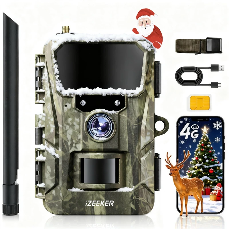 iZEEKER 2-in-1 Wildlife Camera with Night Vision Motion Activated & Security Camera Outdoor Wireless 4G 2K HD 48MP, No WiFi Security Cam, App Control Time Lapse Loop Recording IP66 (With SIM Card)