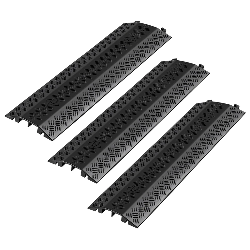 VEVOR Drop Over Cable Cover, 17,500 lbs/Axle Load Capacity, Heavy Duty Cable Hose Protector Ramp, Floor Cord Cover, for High Walking Traffic Areas, Indoor, Outdoor, Home, Office, Warehouse, 3 Pack - Image 1