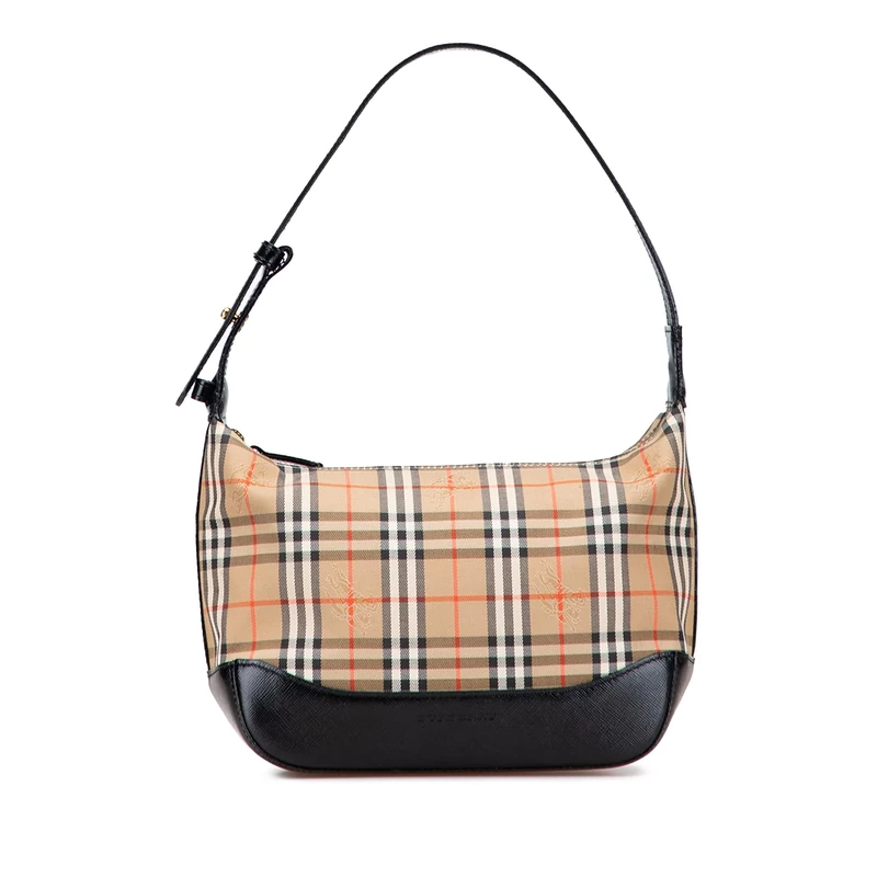 BURBERRY Pre-Loved Haymarket Check Canvas Shoulder Bag