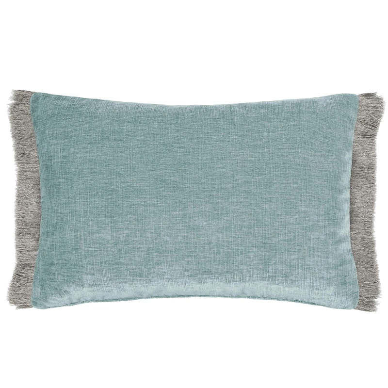 Voyage Maison Isernia Feather Filled Cushion – Luxury Chenille Fringed Edge Decorative Pillow (Aqua - 40x60cm)