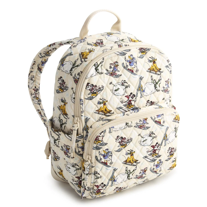 Vera Bradley Women's Disney Premium Cotton Small Banbury Backpack, Downhill Skiing Mickey and Friends, One Size