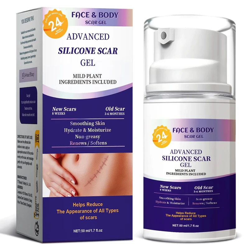 Silicone Scar Gel, Scar Removal Cream for Surgical Scars, Burn, Acne Scar Treatment, Stretch Mark Cream Effective for Both Old and New Scars 50ML