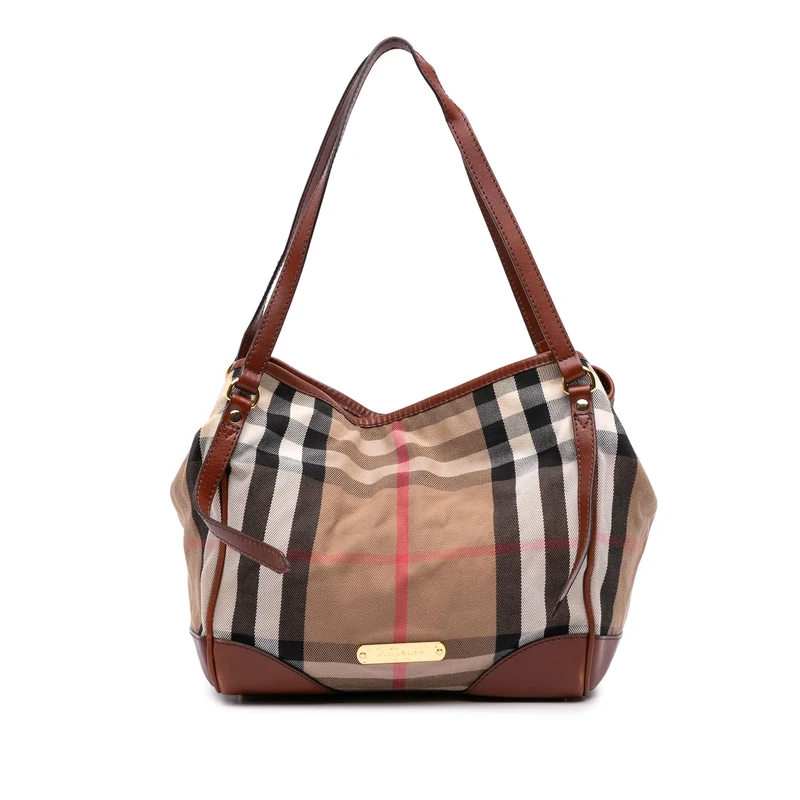 BURBERRY Pre-Loved Small House Check Canvas Canterbury Tote Bag