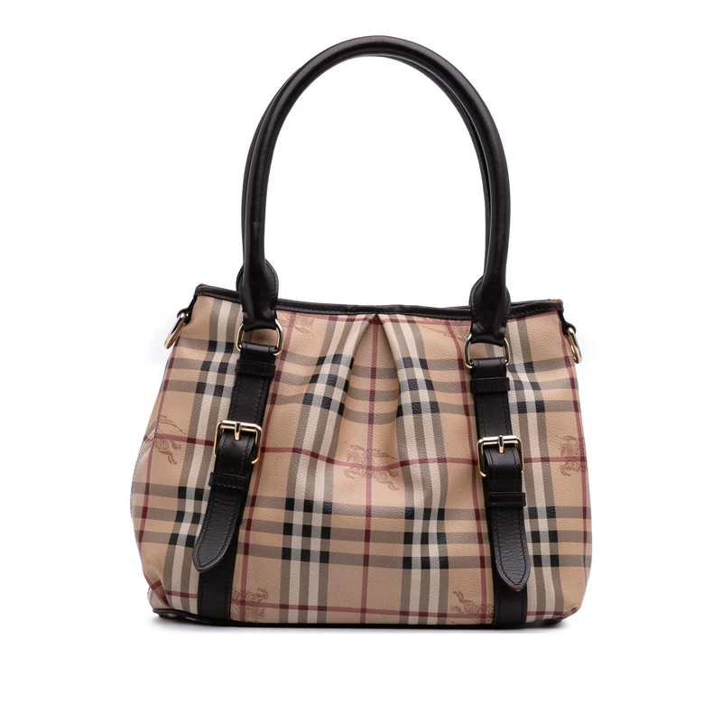 BURBERRY Pre-Loved Haymarket Check Coated Canvas Satchel
