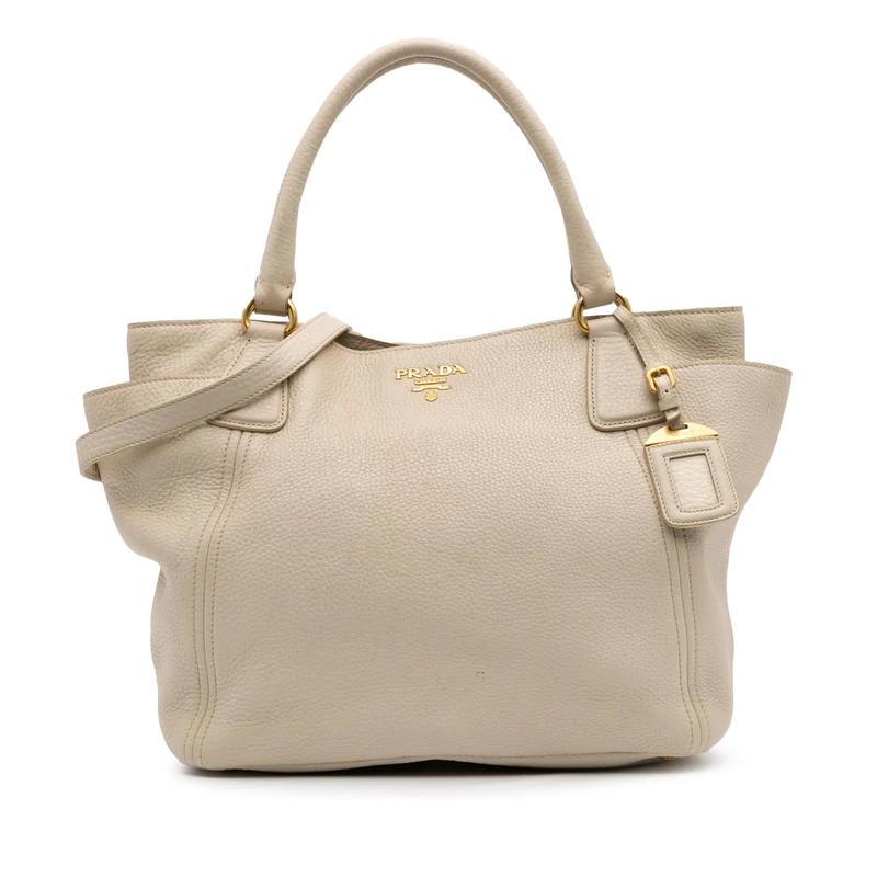 Prada Pre-Loved Vitello Daino Side Pocket Convertible Tote
