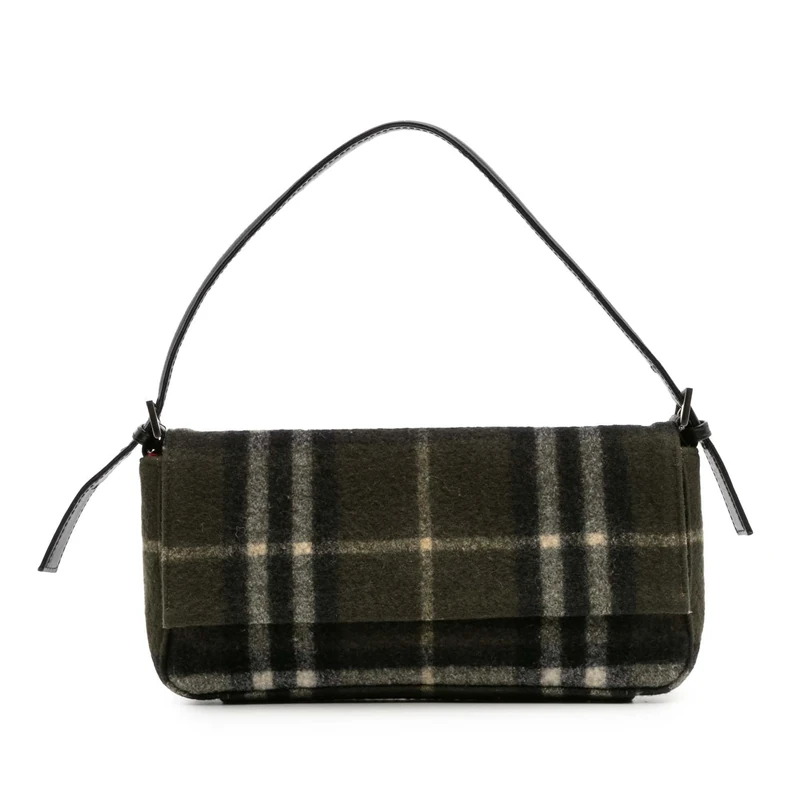 BURBERRY Pre-Loved House Check Wool Handbag