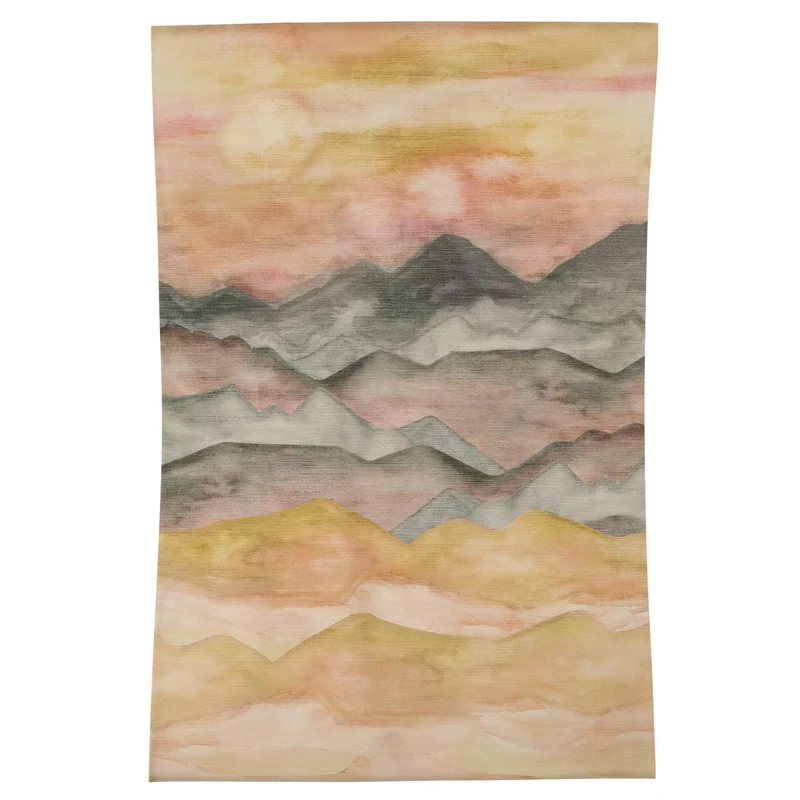 Voyage Maison Arizona Rug – Handcrafted 100% Wool Watercolour Mountain Landscape Rug (Orange - 120x180cm) - Image 1